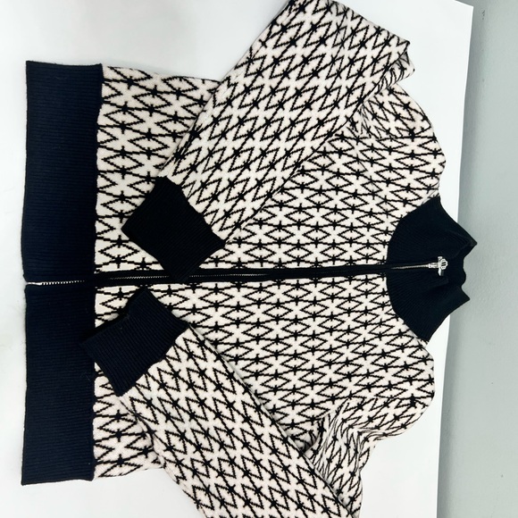 New Maje Women's Sweater 3 Cream Monogram Full Zip Moyal Cotton - Picture 10 of 15